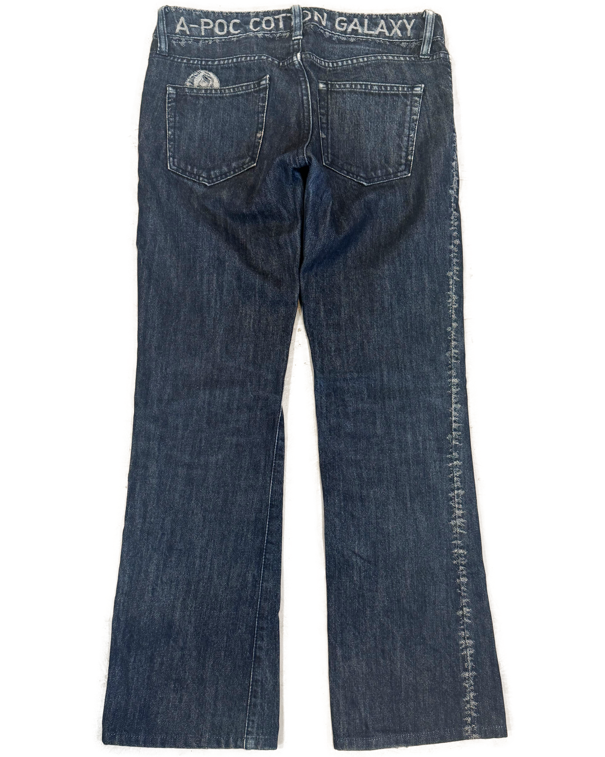 A-POC Indigo Distressed Flared Jeans (FW 2007)
