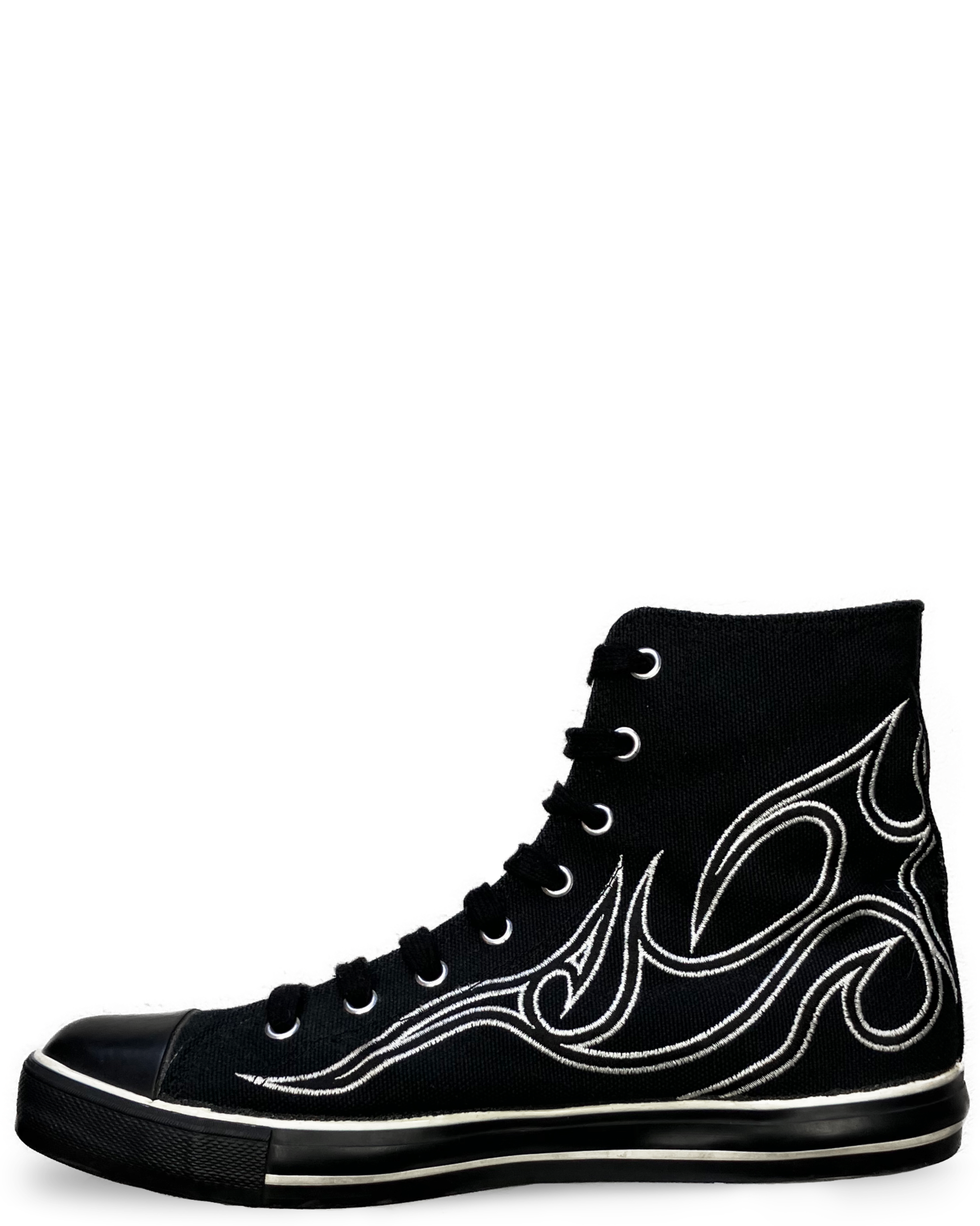 Y's Black Embroidered High-Top Sneakers (FW 2001 Sample)