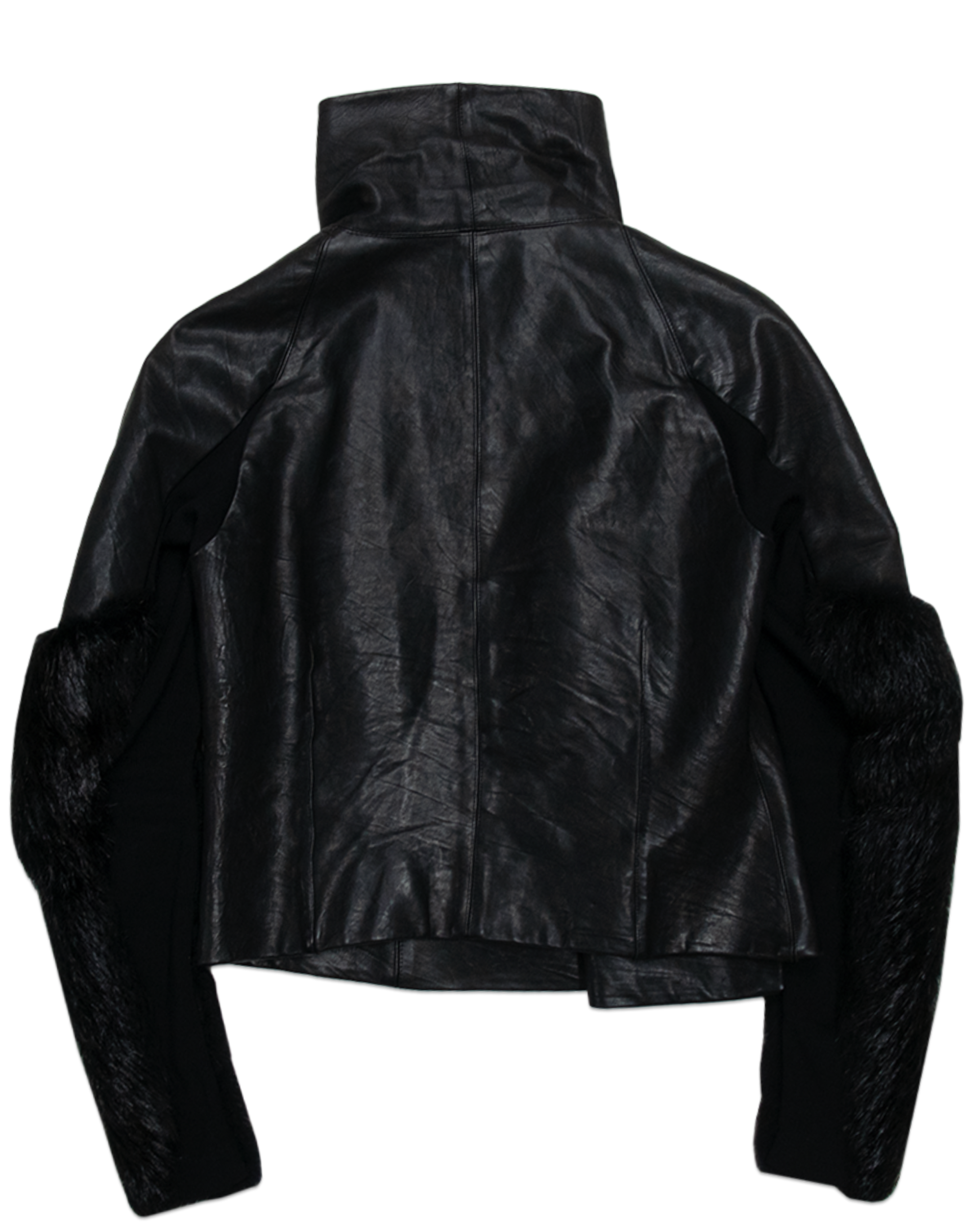 Black Beaver Fur Leather Jacket (FW 2013)
