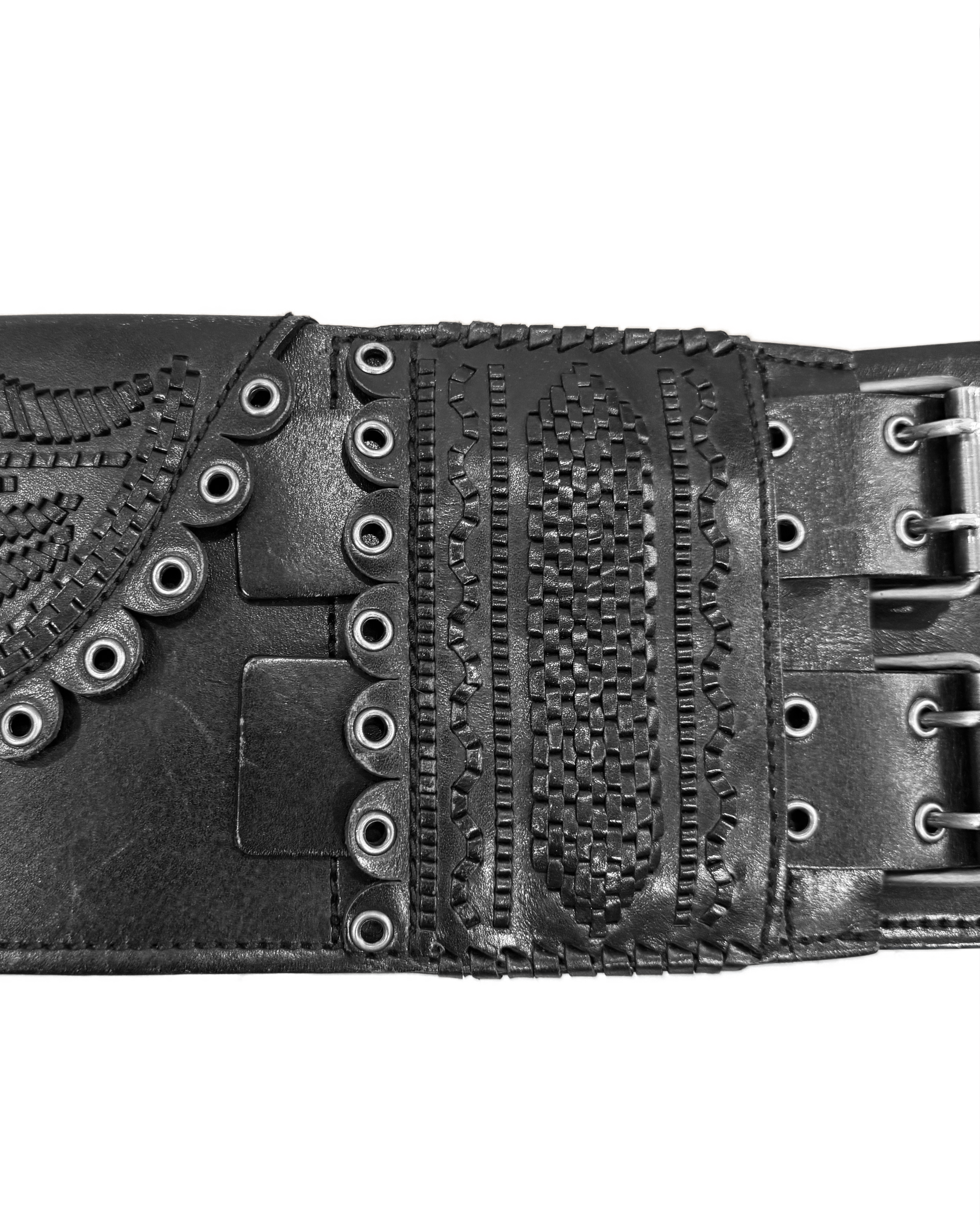 Black Leather Woven Belt (FW 2001)