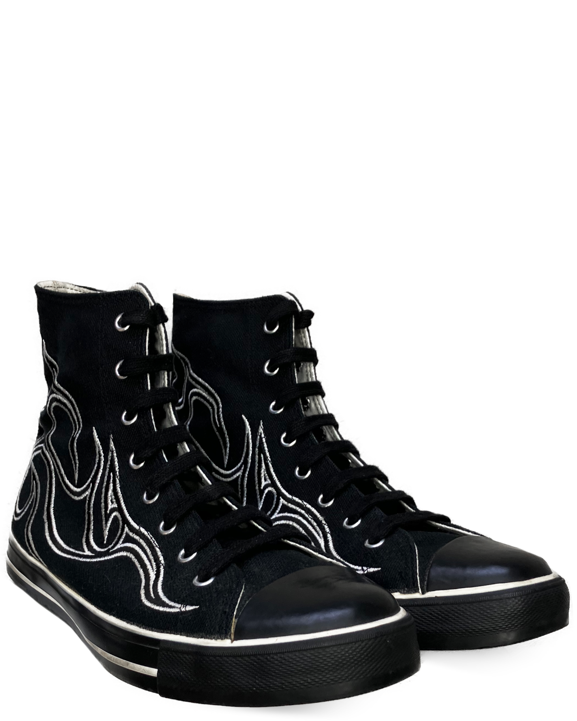 Y's Black Embroidered High-Top Sneakers (FW 2001 Sample)
