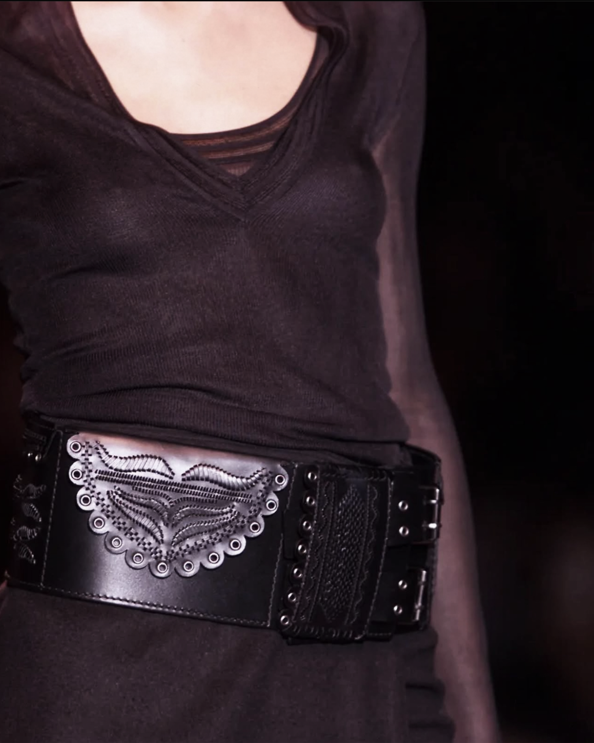 Black Leather Woven Belt (FW 2001)